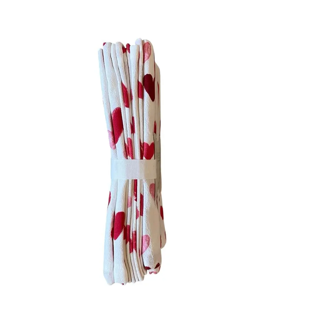 Rachel Zoe Set of 6 Heart Napkins 18x18 Valentines Day Pink Red White Cotton NEW
